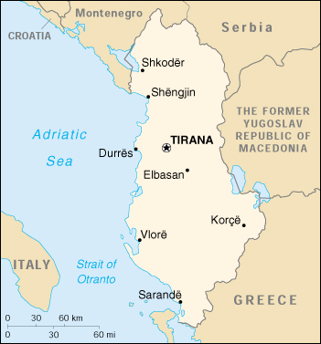 [Country map of Albania]