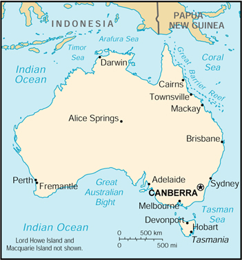 [Country map of Australia]