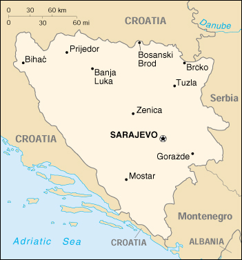 [Country map of Bosnia and Herzegovina]