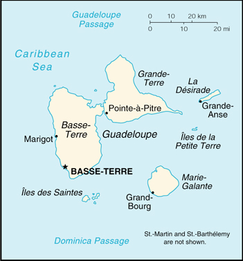 [Country map of Guadeloupe]