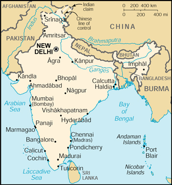 [Country map of India]