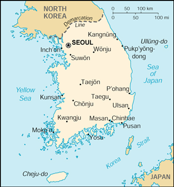 [Country map of Korea, South]