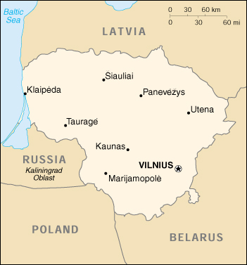 [Country map of Lithuania]