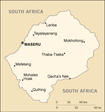 [Country map of Lesotho]