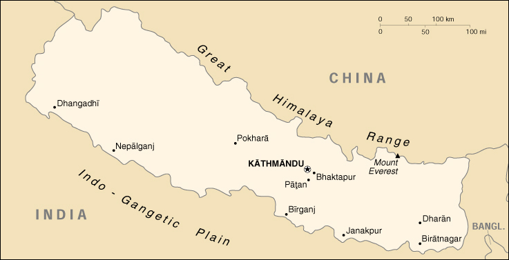 [Country map of Nepal]