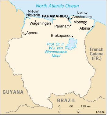 [Country map of Suriname]