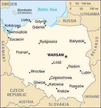 [Country map of Poland]