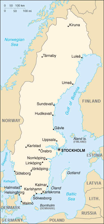 [Country map of Sweden]