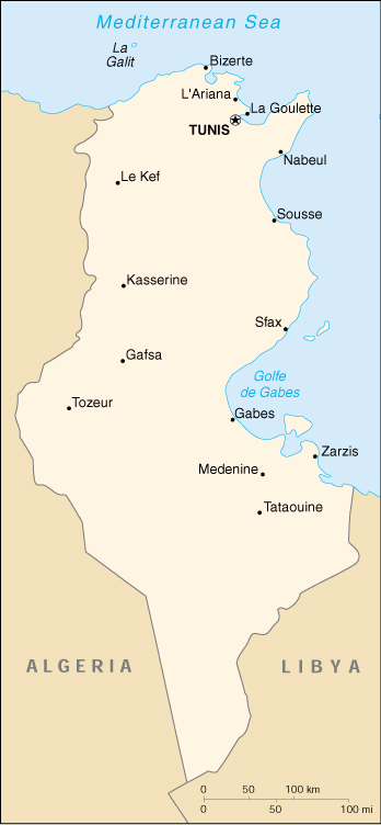 [Country map of Tunisia]