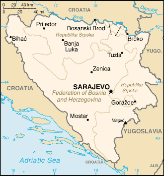 Map of Bosnia and Herzegovina