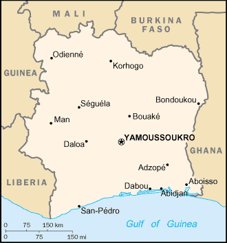 Map of Cote d'Ivoire