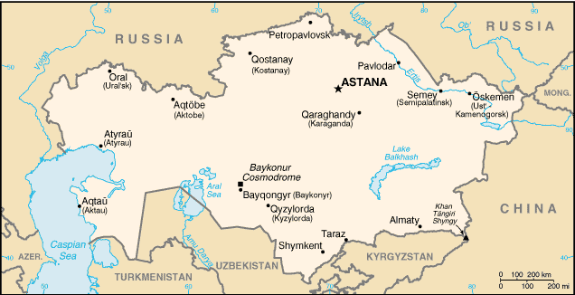 Map of Kazakhstan