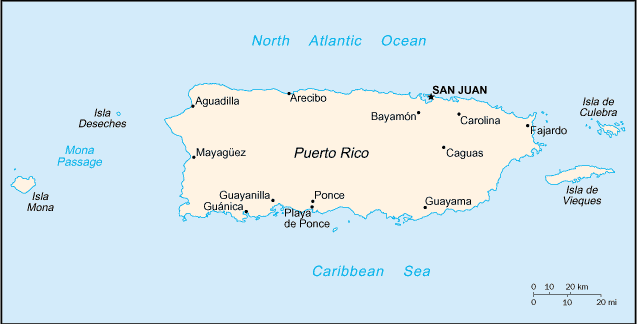 Map of Puerto Rico