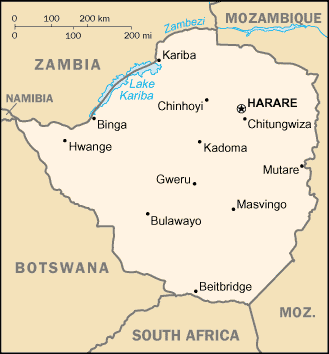 Map of Zimbabwe
