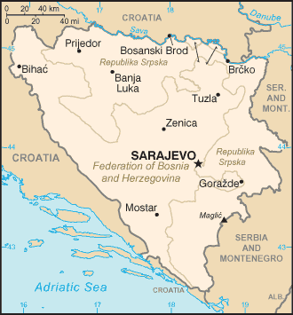 Map of Bosnia and Herzegovina