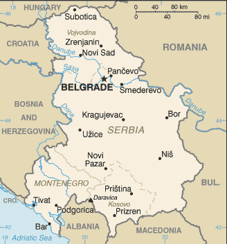 Map of Serbia and Montenegro