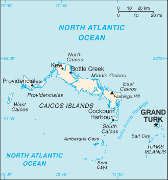 Map of Turks and Caicos Islands