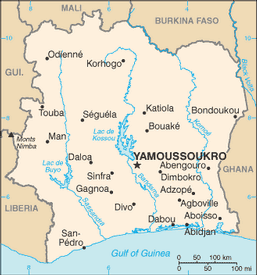 Map of Cote d'Ivoire