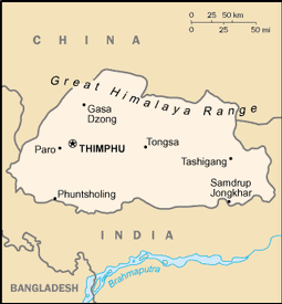 Map of Bhutan