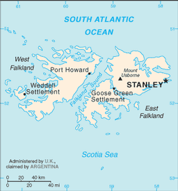 Map of Falkland Islands (Islas Malvinas)