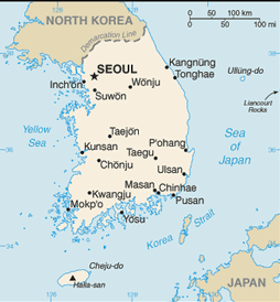 Map of Korea, South