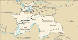 Map of Tajikistan