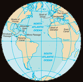 Map of Atlantic Ocean